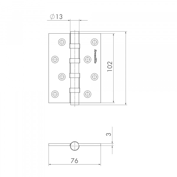 ПЕТЛЯ ARMADILLO (АРМАДИЛЛО) УНИВЕРСАЛЬНАЯ IN4500UC-BL MWSC-33 102x76x3 INOX304 ИТАЛЬЯНСКИЙ ТИСНЕНЫЙ БЛИСТЕР